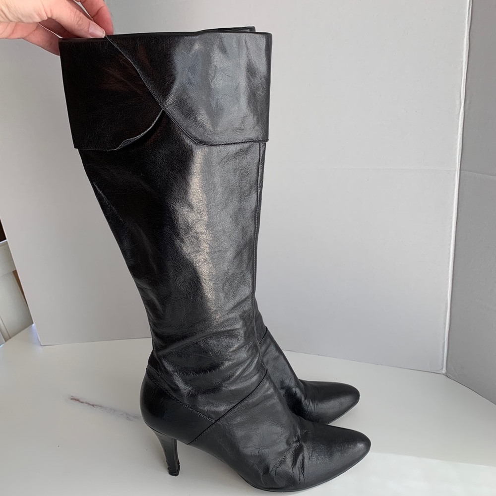 Enzo Angiolini EAKNIT Black Leather Boots 10.5M